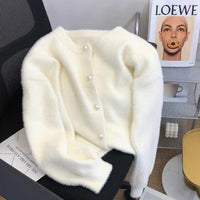 Faux Mink Knit Cardigan Women’s Loose Fit Soft and Cozy Sweater Coat, TEA Fashion Collective, One Size
