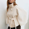 Fashionable Solid Color Cape Collar Buttoned Belted Trench Coat for Women, Size S-2XL
