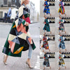 Chic Fall Winter Long Flare Sleeve Printed Duster Windbreaker Women’s, Size S-5XL