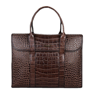 Inches Crocodile pattern Leather Briefcase Laptop Bag Men'