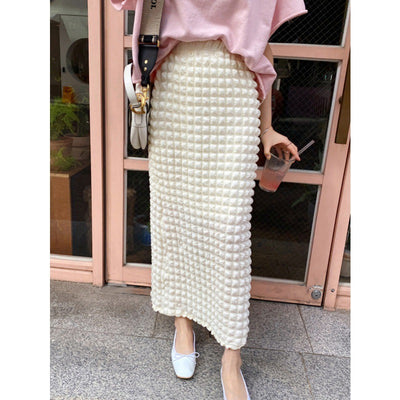 High Elastic Waist Casual Female Midi Skirts