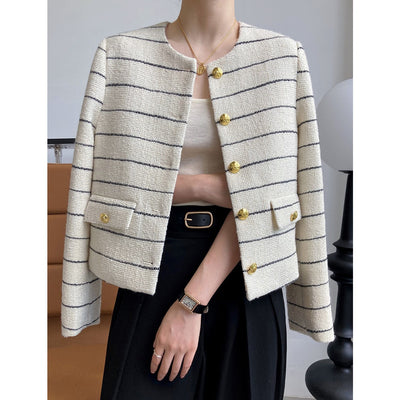 Striped tweed short small fragrant jacket